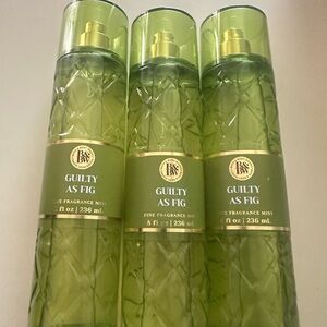 Bath & Body Works Guilty As Fig Mist in Green LOT OF 3